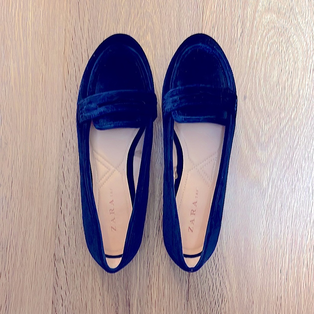 Zara shoes in blue velvet